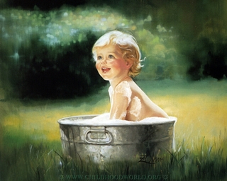 «Ребёнок купается» (усл. название) | Donald Zolan Art | Холст, масло